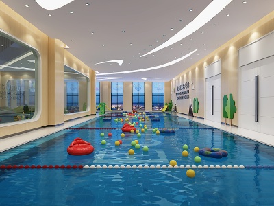 3d现代游泳馆模型