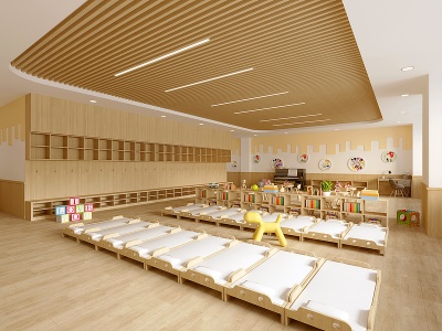 3d幼儿园教室休息区午休区模型