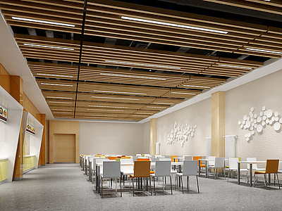 3d现代风格餐厅食堂模型