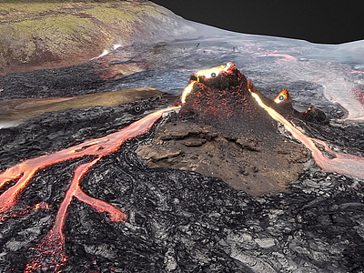 现代火山爆发模型3d模型