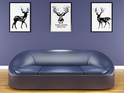 3d现代沙发多人沙发皮沙发模型