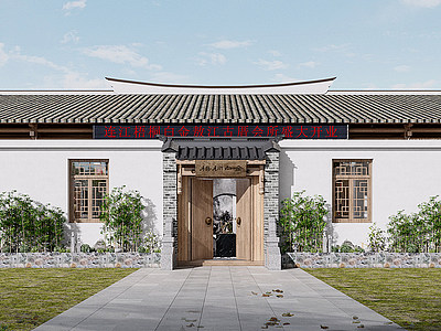 中式茶馆入口大门模型3d模型