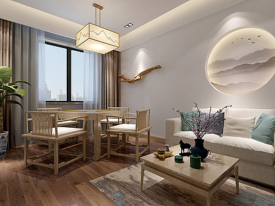 3d新中式休息室麻将桌模型