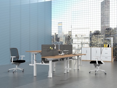 办公职员桌椅3d模型