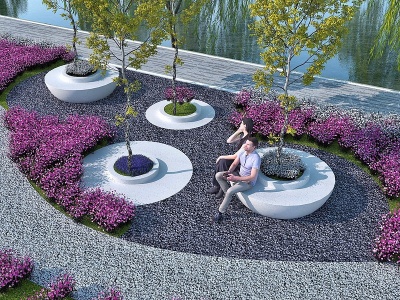 3d现代树池模型