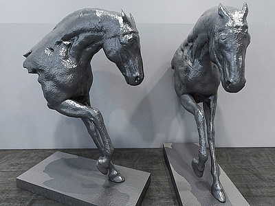 C4D现代马头雕塑摆件饰品模型模型