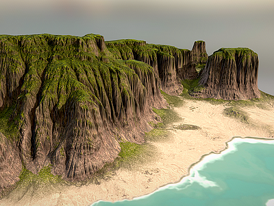现代热带海滩悬崖模型3d模型