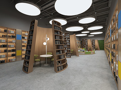 3d现代图书馆模型