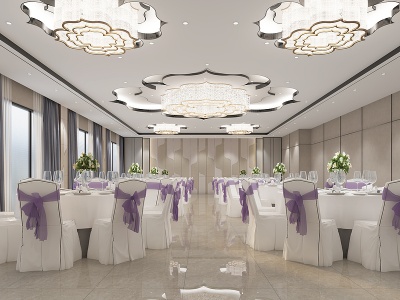 3d新中式酒店宴会厅模型