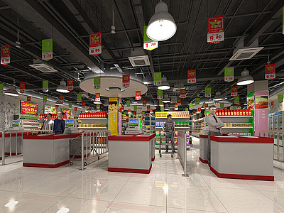 3d现代商场超市模型