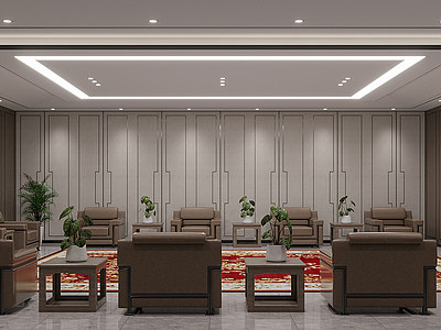 新中式会议室3d模型