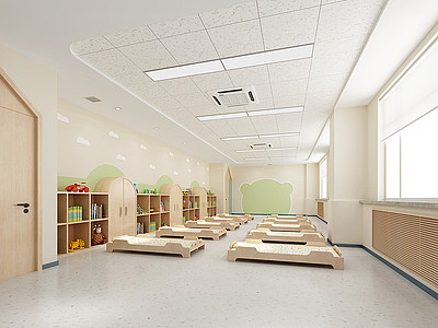 3d<font class='myIsRed'>现代幼儿园</font>寝室模型