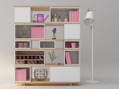 现代女孩房装饰柜书柜模型3d模型
