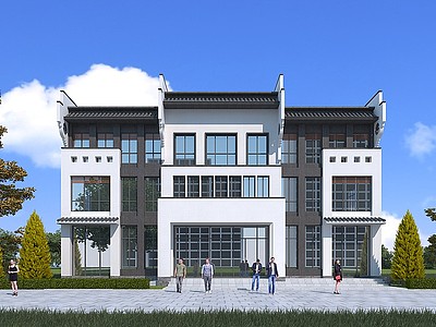 中式办公楼3d模型