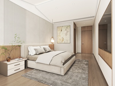 3d侘寂家居卧室模型