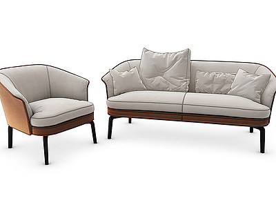 3d简欧式轻奢布艺多人沙发模型