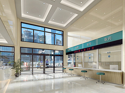 现代医院大厅模型3d模型