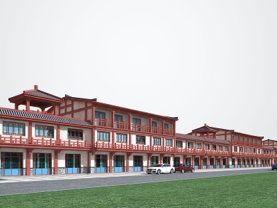 3d中式外观古建筑商业街模型