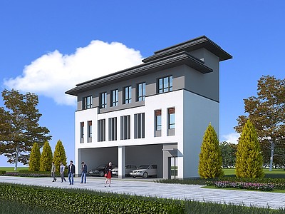 3d中式办公楼模型