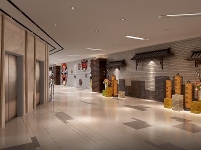 3d商业空间商场电梯厅模型