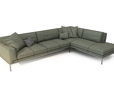现代布艺转角多人沙发模型3d模型