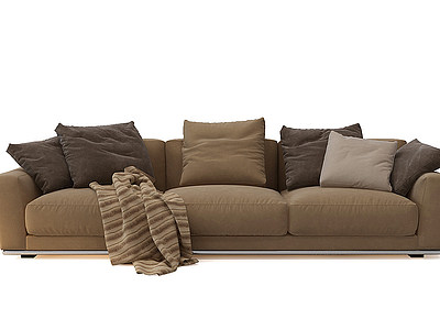 3d现代三人布艺沙发模型