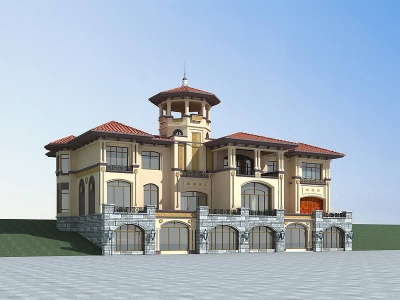 地中海西班牙别墅模型3d模型