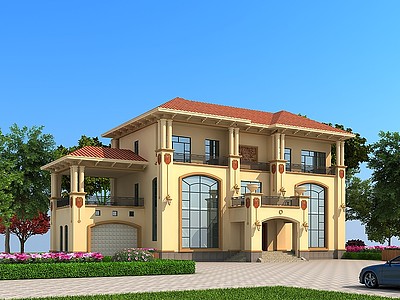 3d独栋别墅洋房外观建筑模型