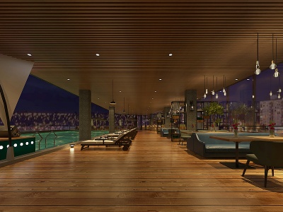 现代泳池酒吧模型3d模型