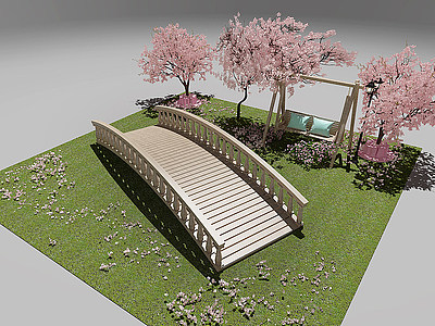 3d婚庆摆件樱花树拱门模型