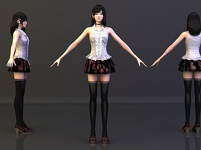 3d现代少女人物模型