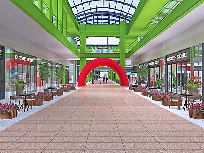 现代商场商场走廊门头模型3d模型
