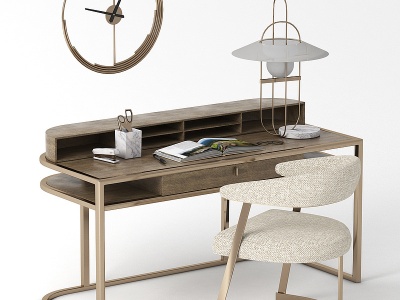 简欧书桌椅组合模型3d模型