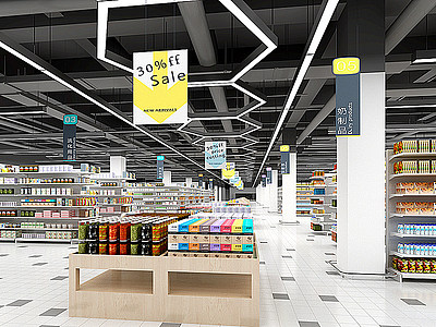 现代百货超市货架模型