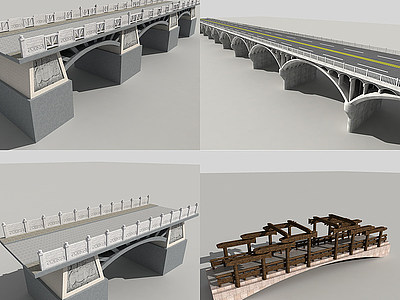 新中式桥模型3d模型