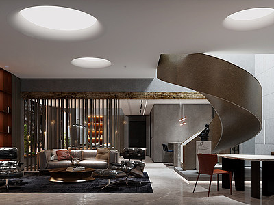 现代别墅客厅模型3d模型