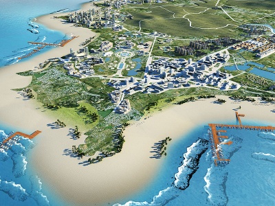 现代滨水景观模型3d模型