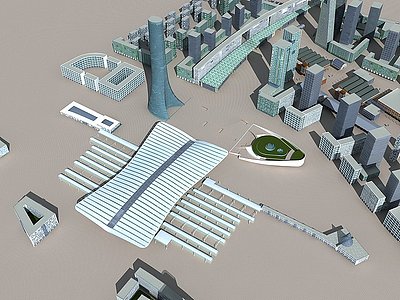 3d青岛北站火车站模型