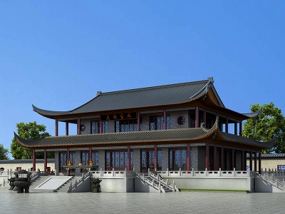 3d传统中式古建大雄宝殿模型