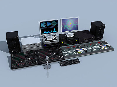 3d现代录音数码音响设备模型
