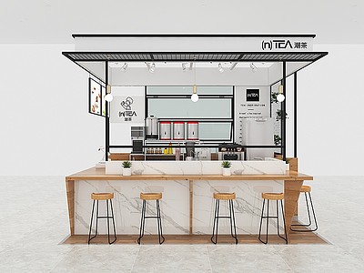 3d工业风奶茶店模型