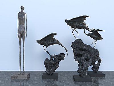 3d现代雕塑装置模型