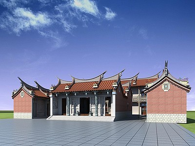 闽南寺庙模型3d模型