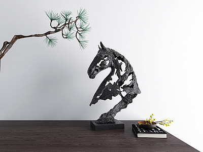 3d现代马头雕塑摆件现代雕塑模型