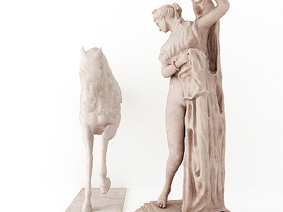 现代马儿与人雕塑摆件模型3d模型