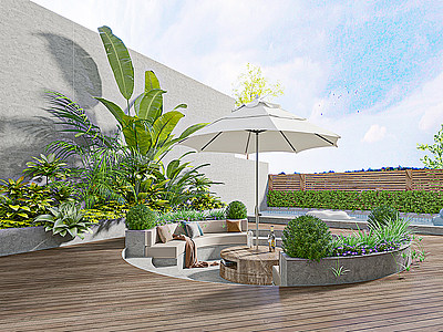 现代屋顶花园模型3d模型