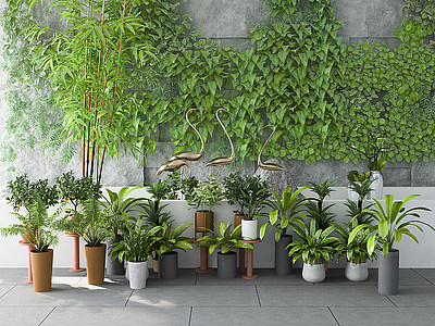 3d现代绿植盆景盆栽园艺小品模型