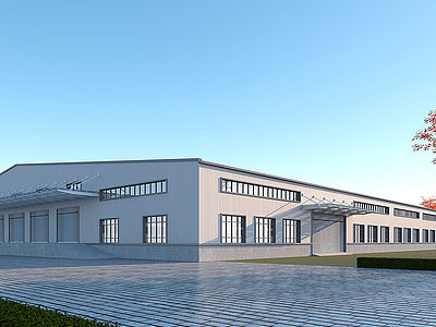 工业厂房彩钢板双坡顶厂房模型3d模型