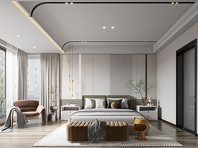 3d现代家居卧室模型
