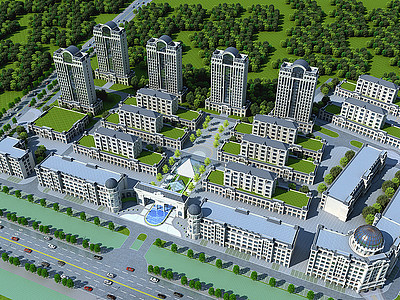 欧式商业公寓园区模型3d模型